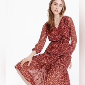 J. Crew Point Sur Faux Wrap Midi Dress in Sparkle Floral, 0
